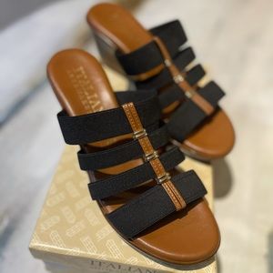 Italian Shoemakers Clover 4 Band Wedge Sandals,